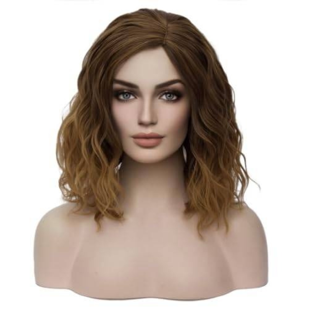 Wavy‎ Ombre Brown Blonde Synthetic Wig Shoulder Length Heat Resistant Bob